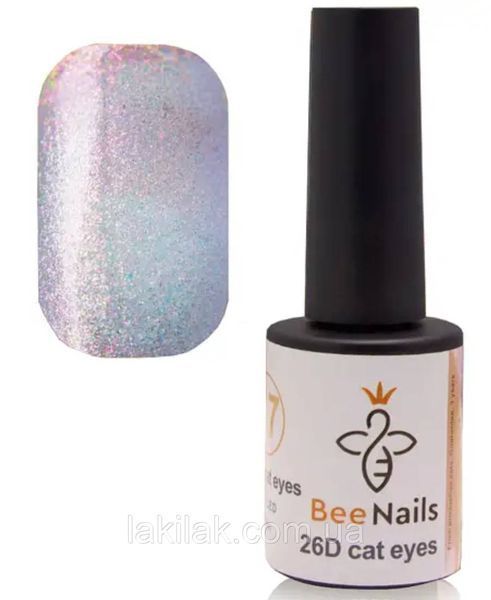 Гель-лак для нігтів Bee Nails 26D котяче око 15 (срібло з рожевим відблиском) 8мл bee_nails_cat_15 фото