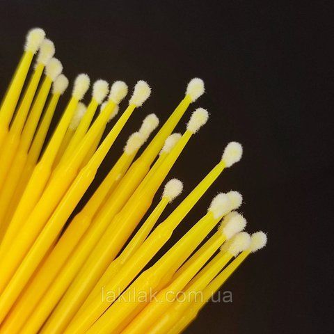 Жовті мікробраші (аплікатори) 100шт у пакетику microbrush_paket_yellow фото
