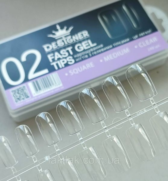 Гелеві тіпси для нарощення №02 24шт (середній квадрат) tips_gel_02_24 фото