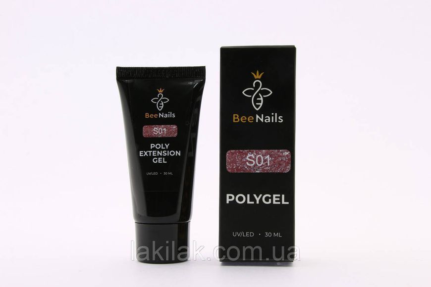 Полігель с шимером Bee Nails №S01 в тюбику 30мл polygel_bee_nails_S01 фото