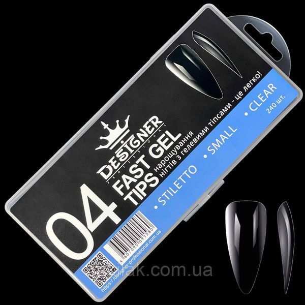 Гелевые типсы для наращивания №04 24шт (маленький стилет) tips_gel_04_240 фото
