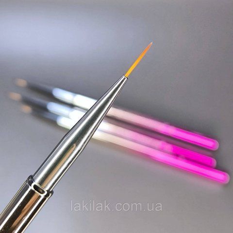 Кисть для росписи ногтей Global Fashion 0 (ворс 11мм) серебристо-розовый brush_global_pink_0 фото