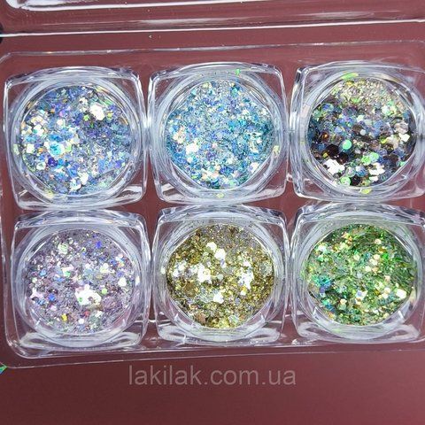 Набір декору для дизайну нігтів №45 (6 баночок) dekor_nabir_6pcs_45 фото