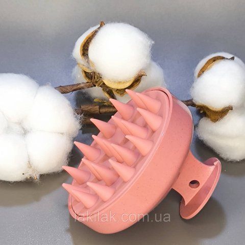 Силіконова щітка для миття волосся та масажу голови (рожева) silicon_hairbrush_peach фото
