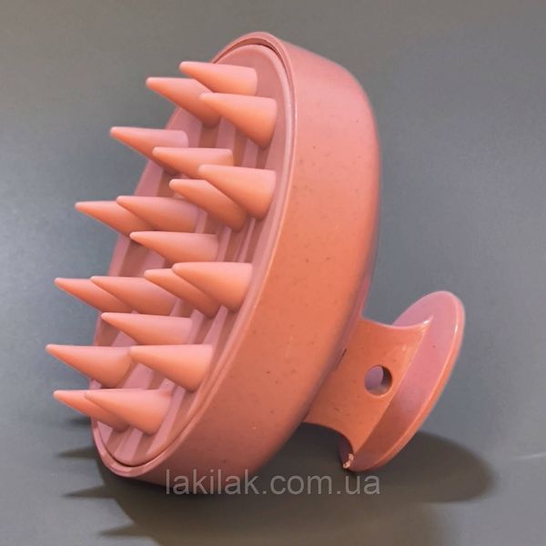 Силіконова щітка для миття волосся та масажу голови (рожева) silicon_hairbrush_peach фото