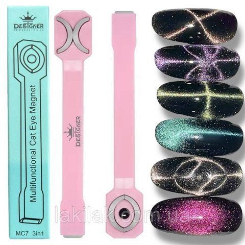Двоcторонній магнит Designer МС7 з фігурними узорами (рожевий) magnit_MC7_pink фото