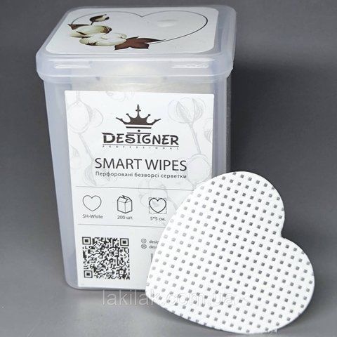 Безворсові серветки Designer (сердечка) в боксі (200шт) білі servetki_heart_white фото