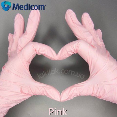 Рукавички нітрилові Medicom Pink розмір M 3,8гр (рожеві) 100 шт gloves_pink_m_100pcs фото