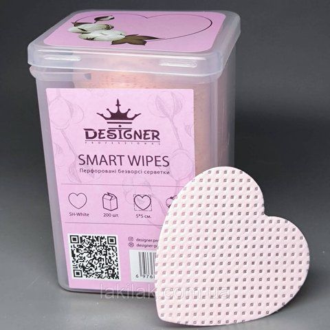 Безворсові серветки Designer (сердечка) в боксі (200шт) рожеві servetki_heart_pink фото