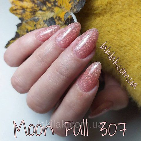Гель-лак Moon Full №307 напівпрозорий персиковий з різнокольоровим шимером 8мл moon_307 фото