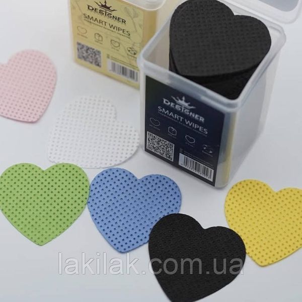 Безворсові серветки Designer (сердечка) в боксі (200шт) чорні servetki_heart_black фото