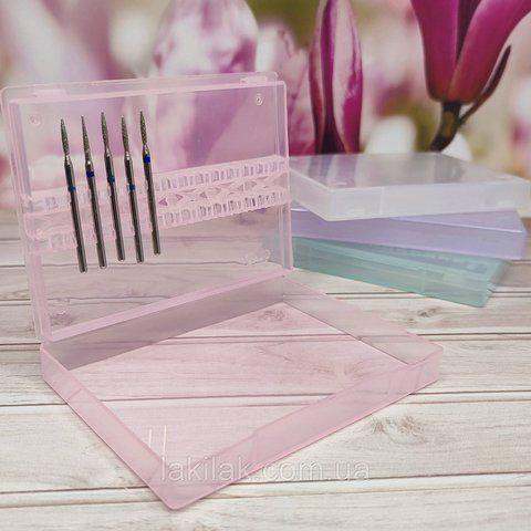 Рожевий плаский бокс для зберігання фрез (на 14шт) frezy_box_plaskiy_pink фото