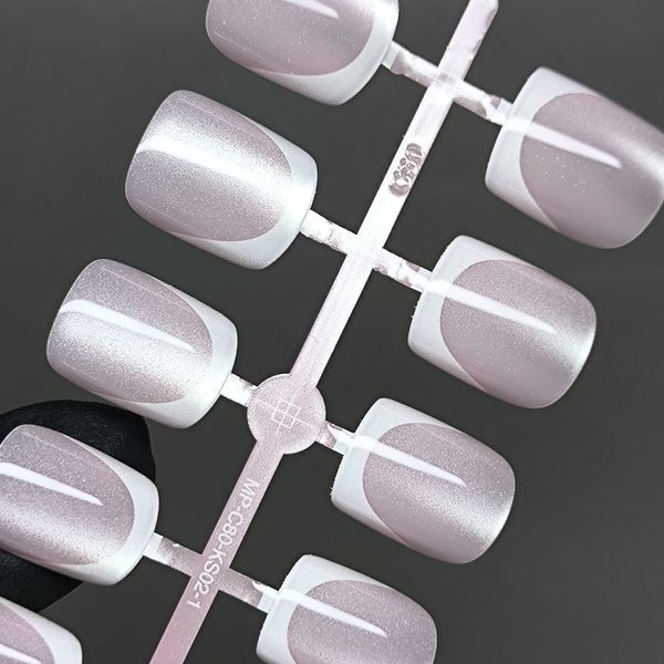 Гелеві тіпси для нарощення френч котяче око 30шт (рожевий квадрат) tips_gel_french_cat_02_30 фото