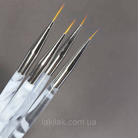 Набір пензликів для розпису, вензелів і френча (4шт) з прозоро-блакитними ручками penz_nabir_01_4pcs фото