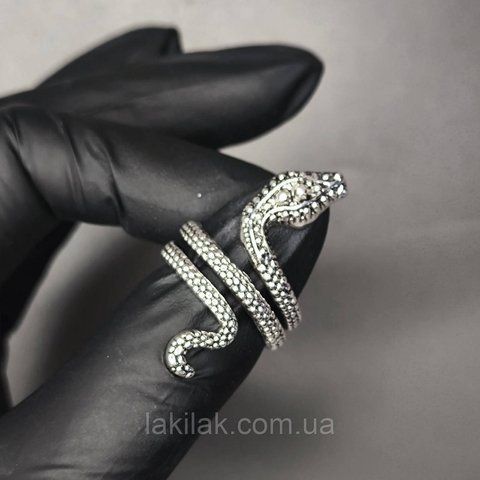 Каблучка-змія для фото нігтів (манікюру) №4 23х32мм колір срібло kilce_snake_04 фото