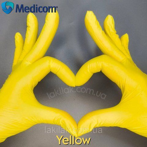 Рукавички нітрилові Medicom Yellow розмір S 3,5гр (жовті) 100 шт gloves_yellow_s_100pcs фото