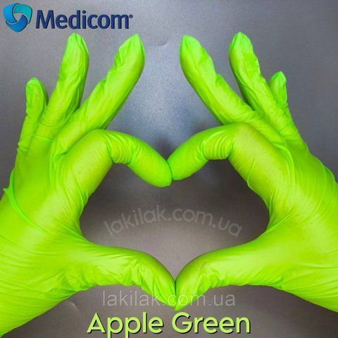 Рукавички нітрилові Medicom Green розмір S 3,5гр (зелені) 100 шт gloves_green_s_100pcs фото