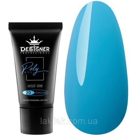 Полігель Designer №20 Cerulean (у тюбику) 30мл polygel_designer_20 фото