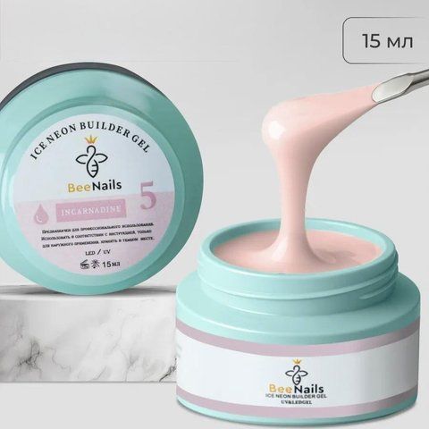 Гель для нарощення нігтів Bee Nails Ice Neon №05 (incarnadine) 15мл beenails_ice_neon_gel_05 фото