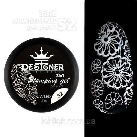 Гель-краска Designer S2 (Біла) Stamping Gel Paint 3в1, 5 мл paint_designer_S02 фото
