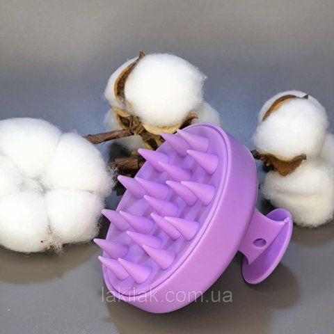 Силіконова щітка для миття волосся та масажу голови (фіолетова) silicon_hairbrush_violet фото