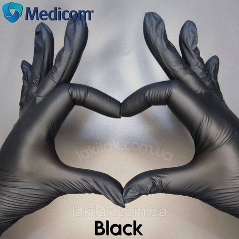 Рукавички нітрилові Medicom Black розмір XS 5,0гр (чорні) 100 шт gloves_black_xs_100pcs фото
