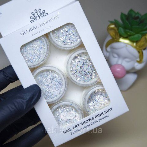 Набір декору Global Fashion №1 (6 баночок) для дизайну нігтів decor_nabir_global_01 фото