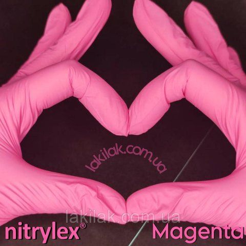 Рукавички нітрилові Nitrylex розмір S Magenta 3,5гр (малинові) 1 пара gloves_magen_s_1pcs фото