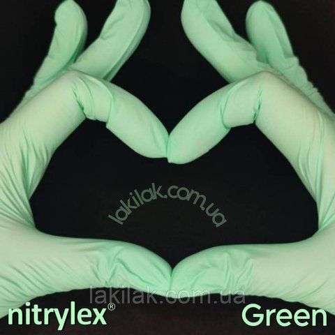 Рукавички нітрилові Nitrylex розмір S Green 3,5гр (м'ятні) 1 пара gloves_green_m_1pcs фото