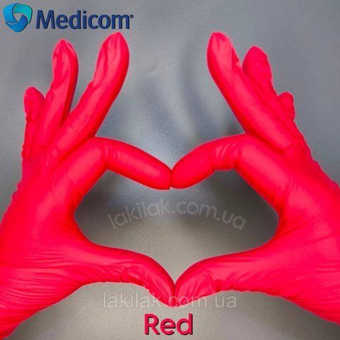 Рукавички нітрилові Medicom Red розмір M 4,2гр (червоні) 1 пара gloves_red_m_1pcs фото