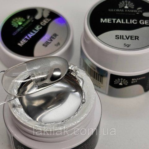 Металізована гель-фарба рідкий метал Global Fashion 5мл paint_global_metal фото
