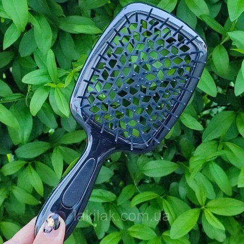 Чорний гребінець карбоновий Super Brush Hollow Comb hairbrush_black фото