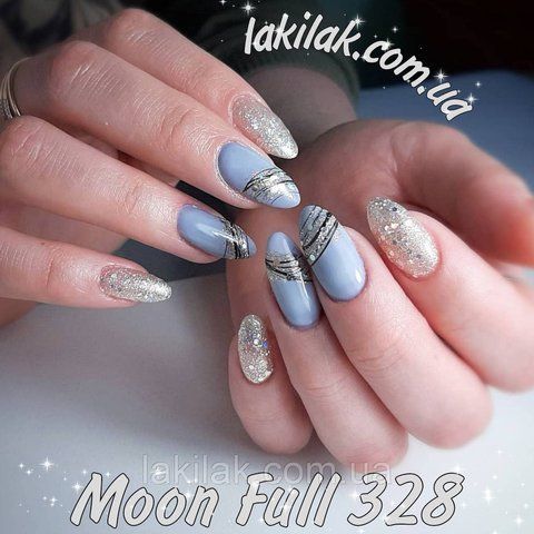 Гель-лак Moon Full №328 сріблясто-золотий з різнокольоровим глітером 8мл moon_328 фото