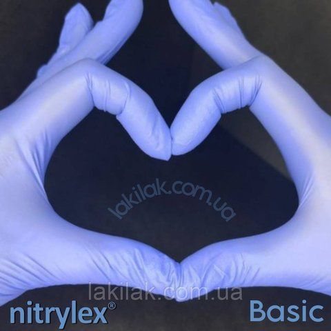 Рукавички нітрилові Nitrylex розмір L Basic 3,2гр (сині) 1 пара gloves_basic_m_1pcs фото