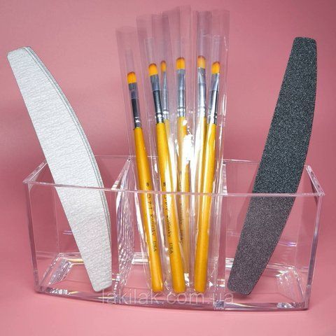 Акриловий органайзер для зберігання пензликів (3 відділення) organizer_acryl_clear_3 фото