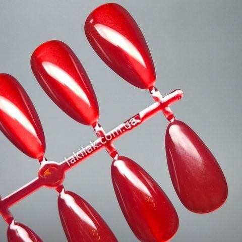 Гелеві тіпси для нарорщення №2 червоне котяче око (мигдаль) 30шт tips_gel_redcat_almond фото