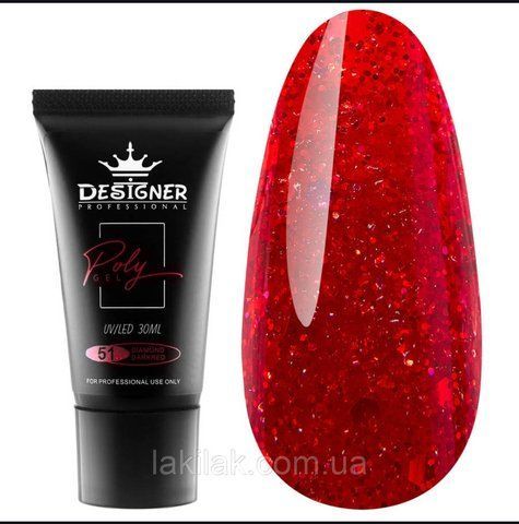 Полігель Designer №51 Diamond Darkred (у тюбику) 30мл polygel_designer_51 фото